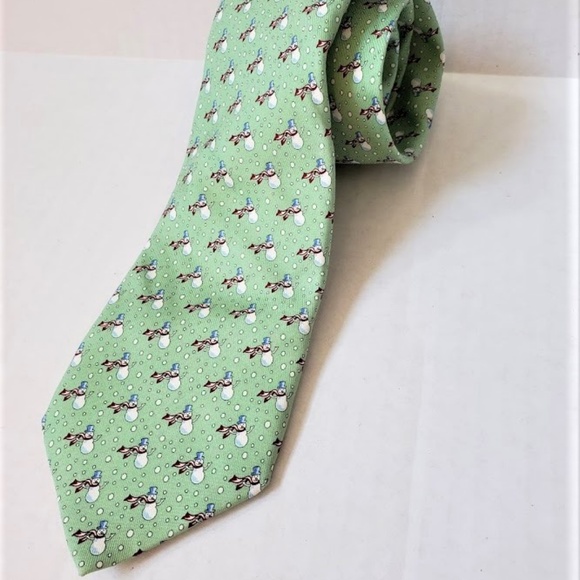 Vineyard Vines Other - Vineyard Vines 100% Silk Green Holiday Snowman Tie